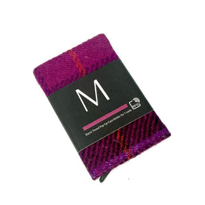MCS-CB2412 Handcrafted Harris Tweed & Vegan Leather Card Holder, Purple studio Creative Irish Gifts
