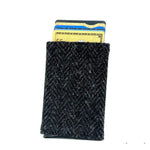 MCS-CB2412 Handcrafted Harris Tweed & Vegan Leather Card Holder, Charcoal Creative Irish Gifts