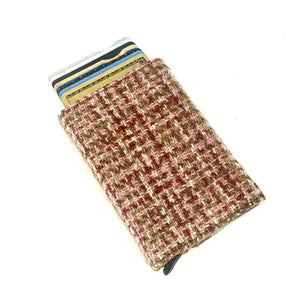 MCS-CB2412 Handcrafted Harris Tweed & Vegan Leather Card Holder, Maple Creative Irish Gifts