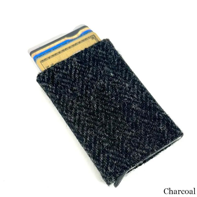 MCS-CB2412-L006J Handcrafted Harris Tweed & Vegan Leather Card Holder Creative Irish Gifts.com