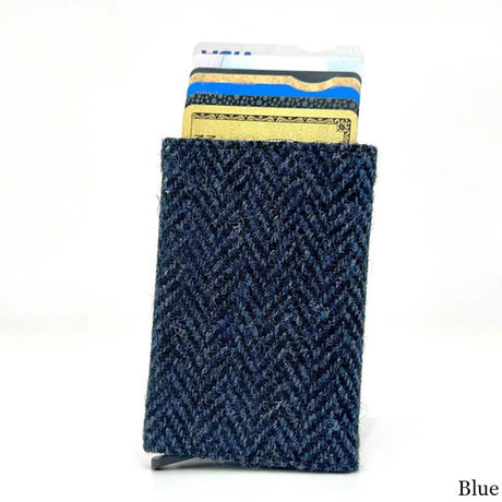 MCS-CB2412-SP516 Handcrafted Harris Tweed & Vegan Leather Card Holder, Navy Creative Irish gift