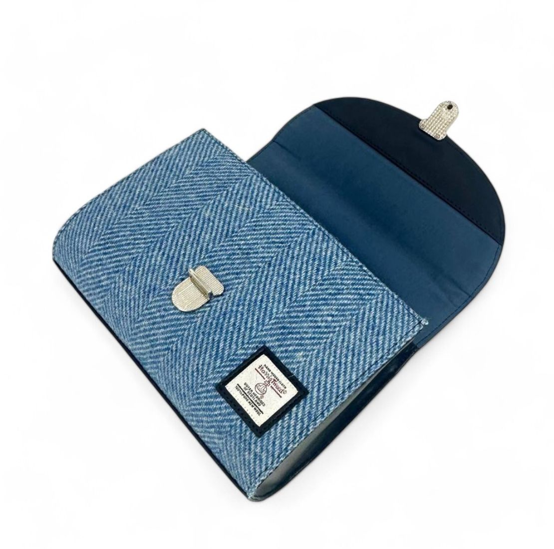 Harris Tweed and Vegan Leather Handbag Sky Blue Creative Irish Gift