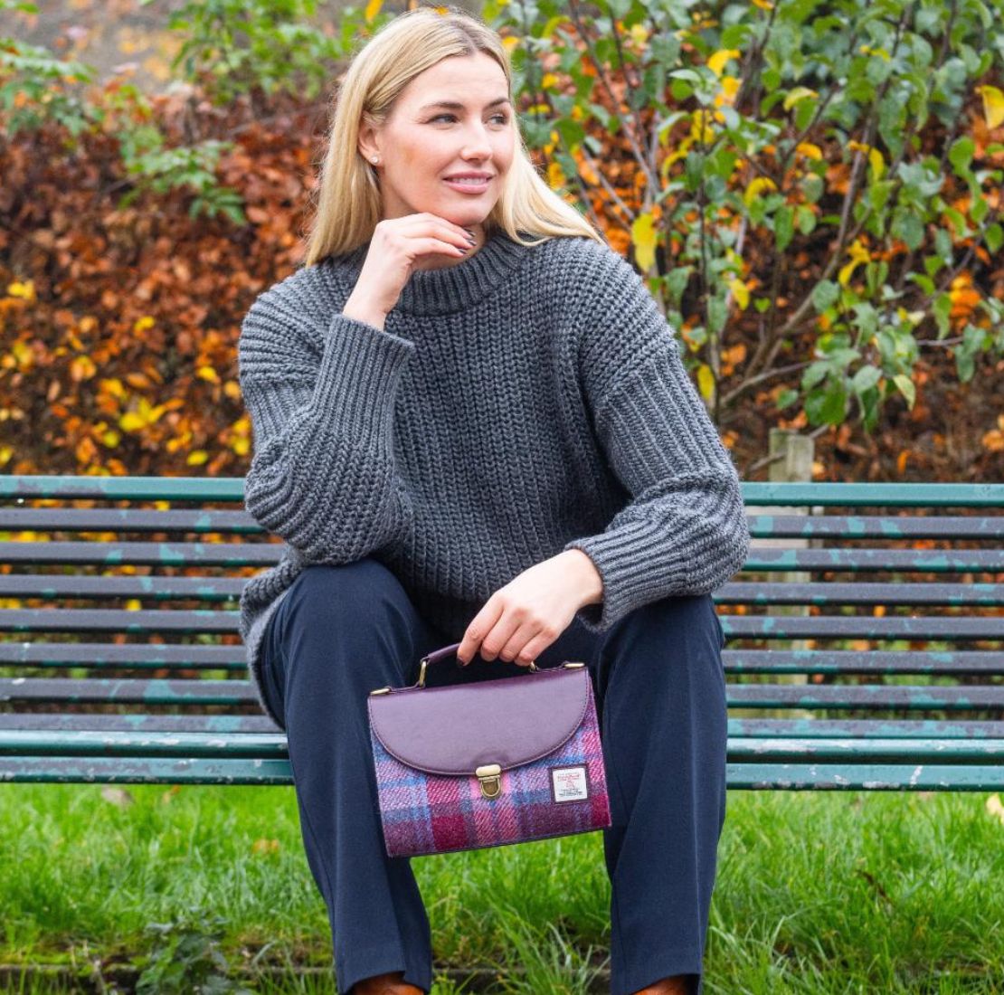 Harris Tweed and Vegan Leather Handbag Pink Lifestyle Creative Irish Gift