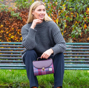 Harris Tweed and Vegan Leather Handbag Pink Lifestyle Creative Irish Gift
