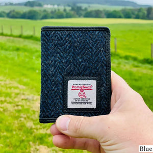 MCS-CB3049-SP516 Scottish Harris Tweed Bi-Fold Card Holder, Blue Lifestyle Creative Irish gift