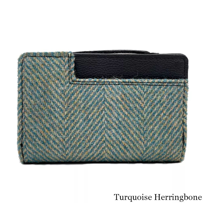 MCS-CB5004-1904B2 Women's Genuine Harris Tweed Zip Wallet, Turquoise Back Creative Irish gift