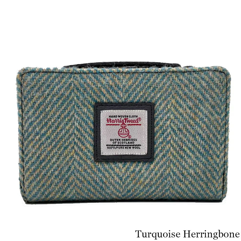 MCS-CB5004-1904B2 Women's Genuine Harris Tweed Zip Wallet, Turquoise Front Creative Irish gift