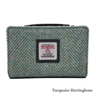 MCS-CB5004-1904B2 Women's Genuine Harris Tweed Zip Wallet, Turquoise Front Creative Irish gift