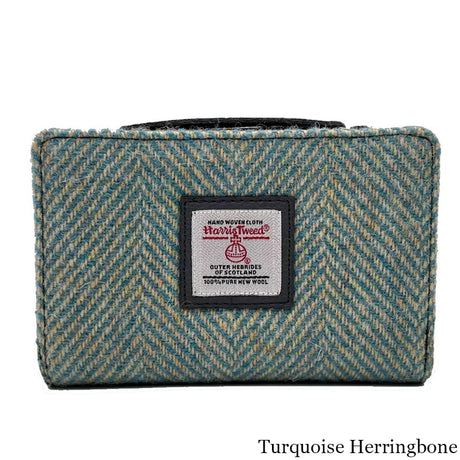 MCS-CB5004-1904B2 Women's Genuine Harris Tweed Zip Wallet, Turquoise Front Creative Irish gift