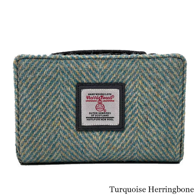 MCS-CB5004-1904B2 Women's Genuine Harris Tweed Zip Wallet, Turquoise Front Creative Irish gift
