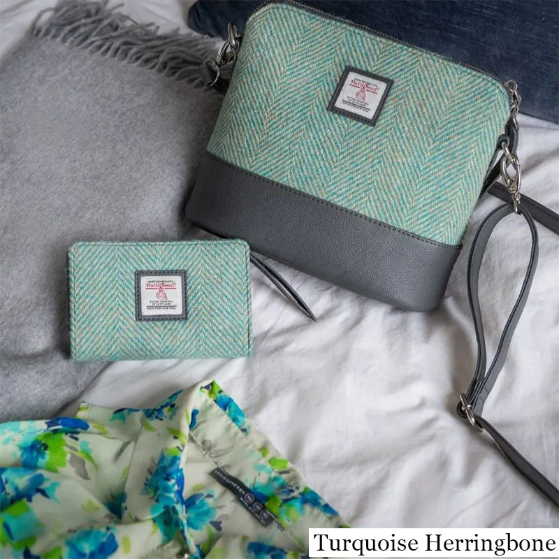MCS-CB5004-1904B2 Women's Genuine Harris Tweed Zip Wallet, Turquoise Lifestyle Creative Irish gift