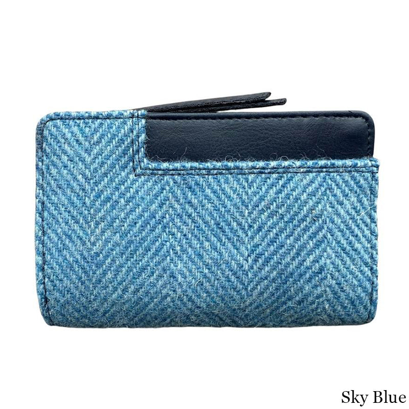 MCS-CB5004-1904C5 Women's Genuine Harris Tweed Zip Wallet, Sky Blue Back Creative Irish gift