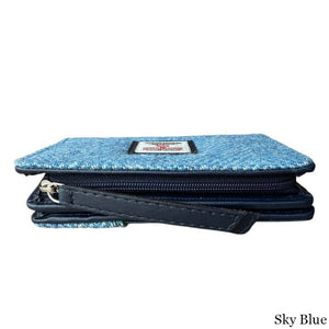 MCS-CB5004-1904C5 Women's Genuine Harris Tweed Zip Wallet, Sky Blue Creative Irish gift.com