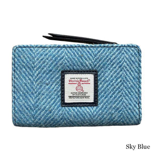 MCS-CB5004-1904C5 Women's Genuine Harris Tweed Zip Wallet, Sky Blue-Front Creative Irish gift