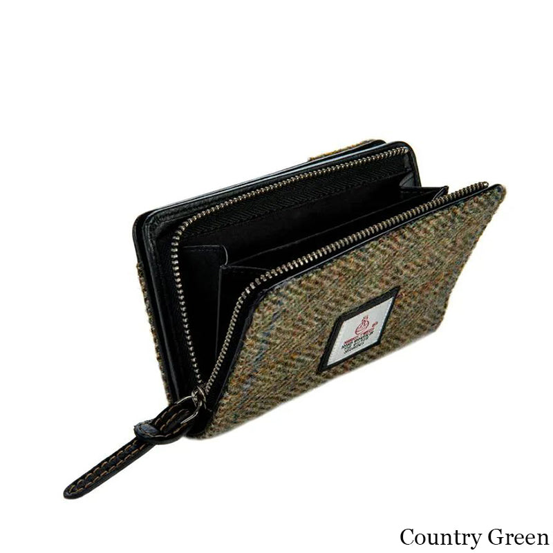 MCS-CB5004-C001T Women's Genuine Harris Tweed Zip Wallet, Country Green Open Creative Irish gift