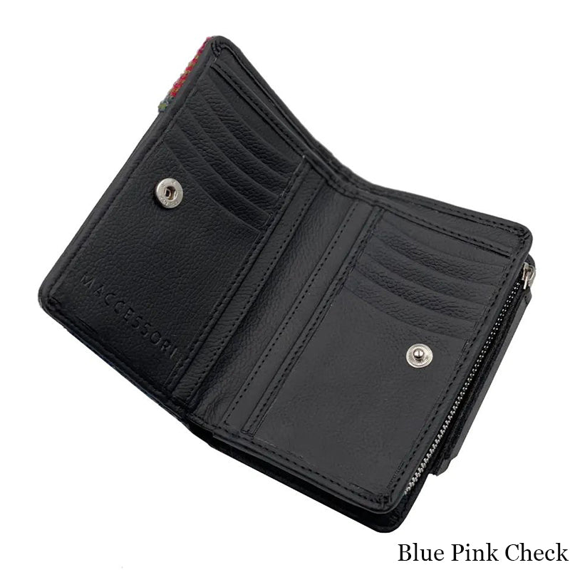 MCS-CB5004-MCS2001 Women's Genuine Harris Tweed Zip Wallet, Blue/Pink Creative Irish gift