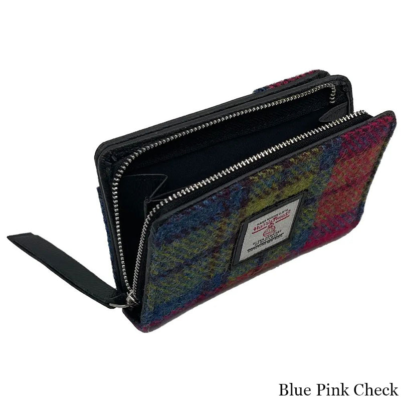 MCS-CB5004-MCS2001 Women's Genuine Harris Tweed Zip Wallet, Blue/Pink Creative Irish gift.com