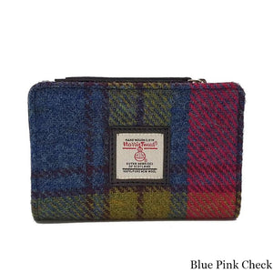 MCS-CB5004-MCS2001 Women's Genuine Harris Tweed Zip Wallet, Blue/Pink Front Creative Irish gift