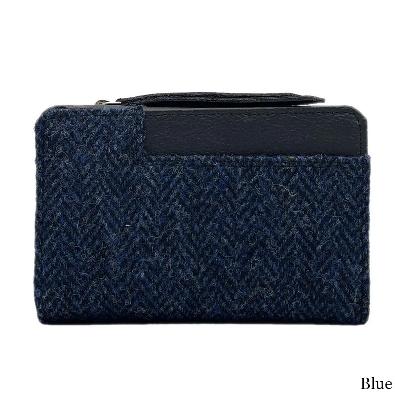 MCS-CB5004-SP516 Women's Genuine Harris Tweed Zip Wallet, Navy Back Creative Irish gift