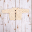 MK101-100 Kids Traditional Merino Wool Aran Button Up Cardigan, Natural Creative Irish gift