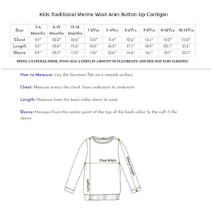 Kids Traditional Merino Wool Aran Button Up Cardigan, Natural