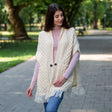 ML104-Merino Wool Irish Shawl with Pockets, White Lifestyle Creative Irish Gift