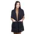 ML104-Merino Wool Irish Shawl with Pockets, Charcoal Front View Creative Irish Gift