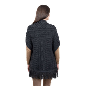 ML104-101-OS Merino Wool Irish Shawl with Pockets, Gray Creative Irish gift.com