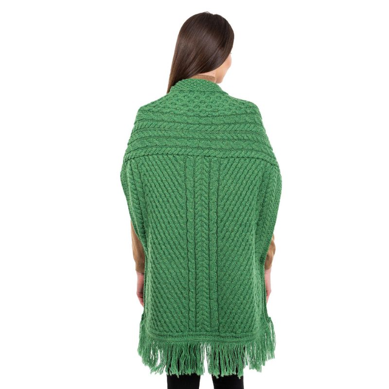 ML104-Merino Wool Irish Shawl with Pockets, Green Creative Irish Gift