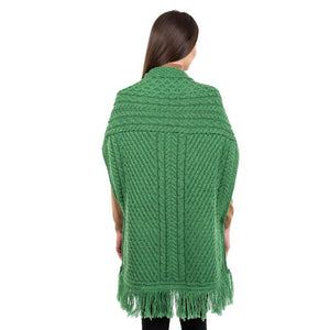 ML104-Merino Wool Irish Shawl with Pockets, Green Creative Irish Gift