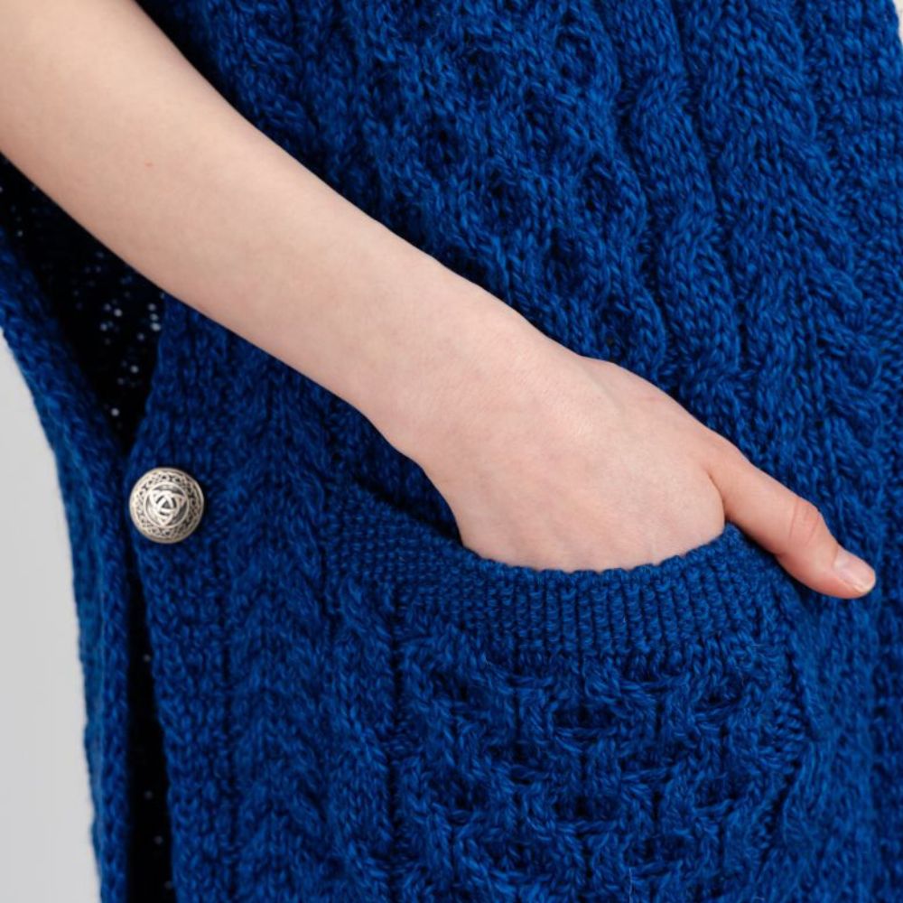 ML104-Merino Wool Irish Shawl with Pockets, Blue studio Creative Irish Gift