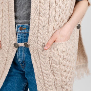 ML104-Merino Wool Irish Shawl with Pockets, Parsnip studio Creative Irish Gift