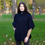 Women's Funnel Neck Poncho Jacket, Navy Lifestyle Creative Irish Gifts