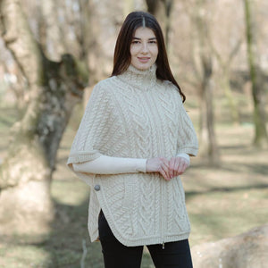 Women's Funnel Neck Poncho Jacket, Parsnip Creative Irish Gifts