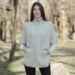 Women's Funnel Neck Poncho Jacket, Parsnip Lifestyle Creative Irish Gifts