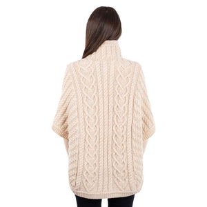 Women's Funnel Neck Poncho Jacket, Parsnip Back View Studio Creative Irish Gifts