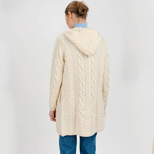 ML110-100 Women's Aran Merino Wool Zip Up Coat Back Creative Irish gift