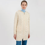 ML110-100 Women's Aran Merino Wool Zip Up Coat Creative Irish gift