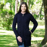 ML110 Women's Aran Merino Wool Zip Up Coat Lifestyle Creative Irish Gift