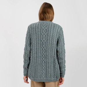 Women's Aran Knit Button Cardigan, Back View Creative Irish Gifts