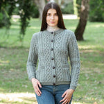 Women's Aran Knit Button Cardigan, Lifestyle Creative Irish Gifts