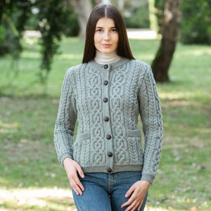 Women's Aran Knit Button Cardigan, Lifestyle Creative Irish Gifts