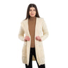 Women's Aran Knit Hooded Long Cardigan, White  Creative Irish Gifts