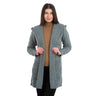 Women's Aran Knit Hooded Long Cardigan, Front View Creative Irish Gifts