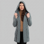 Women's Hooded Long Aran Cardigan