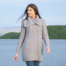 Women's Classic Aran Knit Cable Coat, Grey Lifestyle Creative Irish Gifts