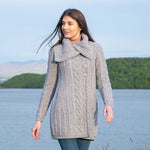 Women's Classic Aran Knit Cable Coat, Grey Lifestyle Creative Irish Gifts