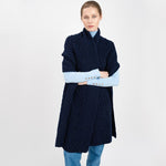 Women's Classic Cable Wool Wrap, Navy Studio Creative Irish Gifts