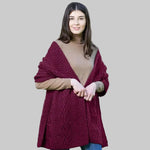 Women's Classic Cable Wool Wrap, Red Creative Irish Gifts