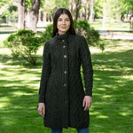 Women's Aran Cable Knit Signature Coat, Green Lifestyle Creative Irish Gifts